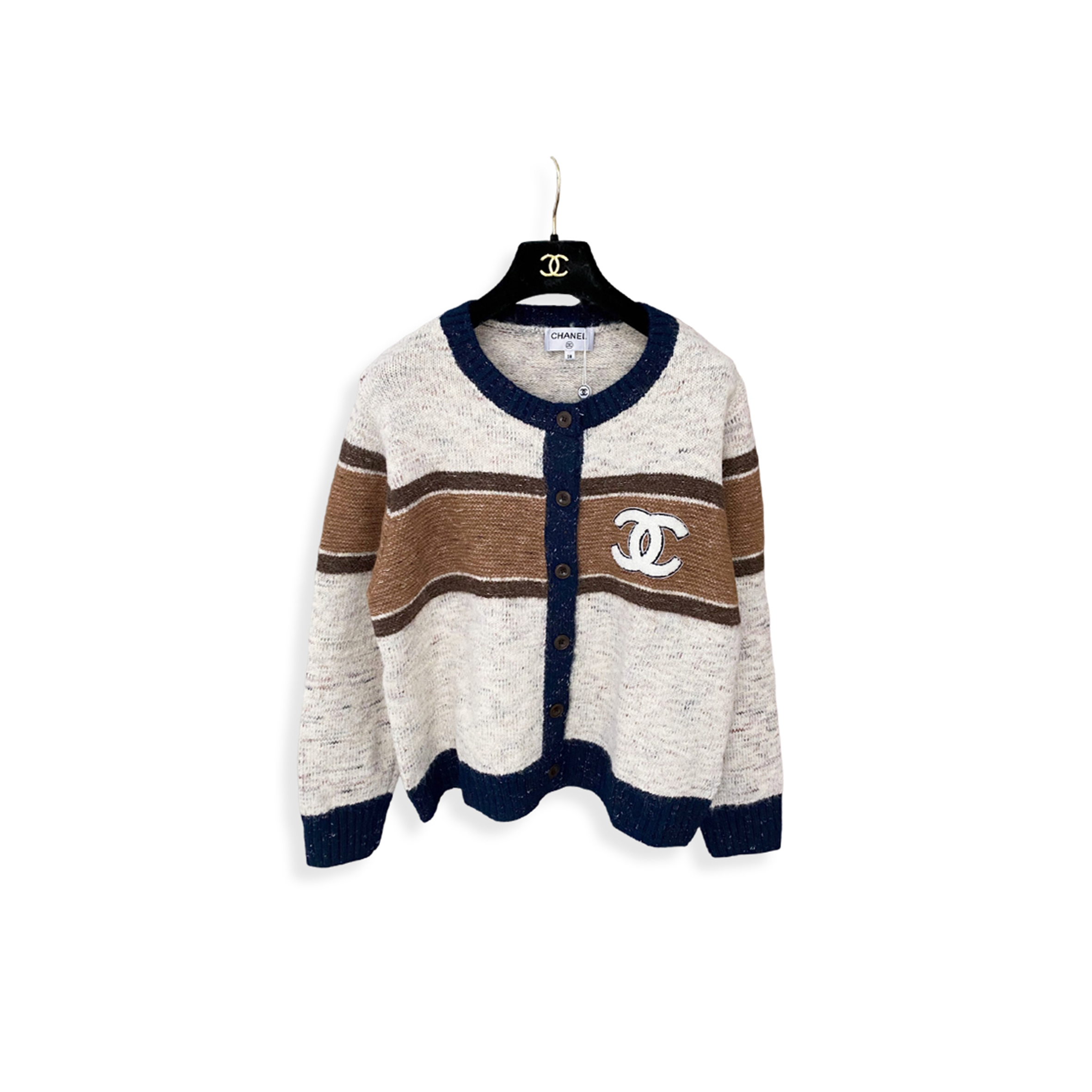 CHANEL CREW NECK CARDIGAN SWEATER 